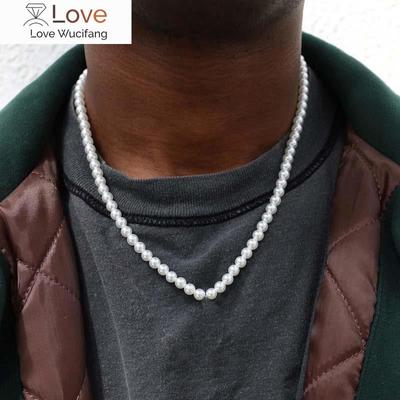 6/8/10mm Trendy Imitieren Perle Halskette & Armband Für Männer Frauen Hip Hop Perlen Halskette Einfache Schmuck Mädchen Jungen Geschenk