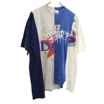 RESCARP 23ss Camiseta de Manga Corta Remake Azul x Blanco x Gris para Hombre Usada