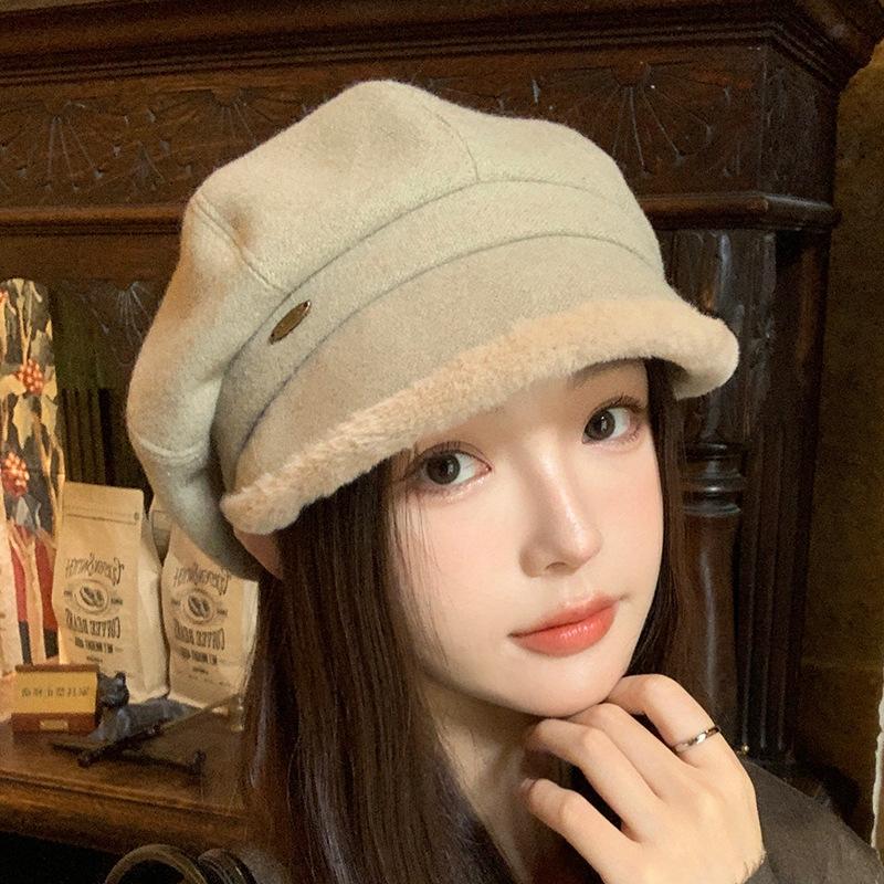 Fleece Thickened Plush Octagonal Hat 2025 New Cold and Warm Plush Pile Painter Hat