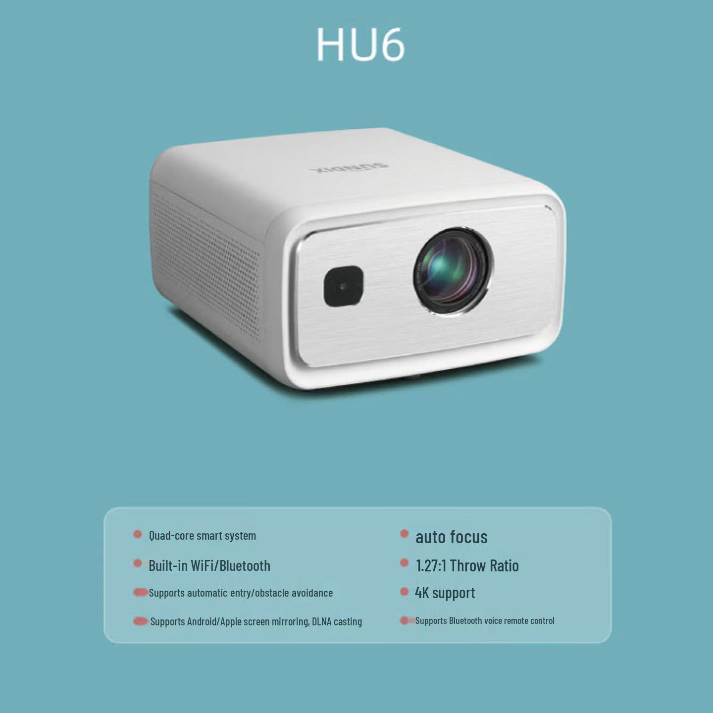 

Shengdi Vision HU6 Projector: 3200 Lumens, 30000:1 Contrast, 3LCD, Auto Screen Fit & Obstacle Avoidance.
