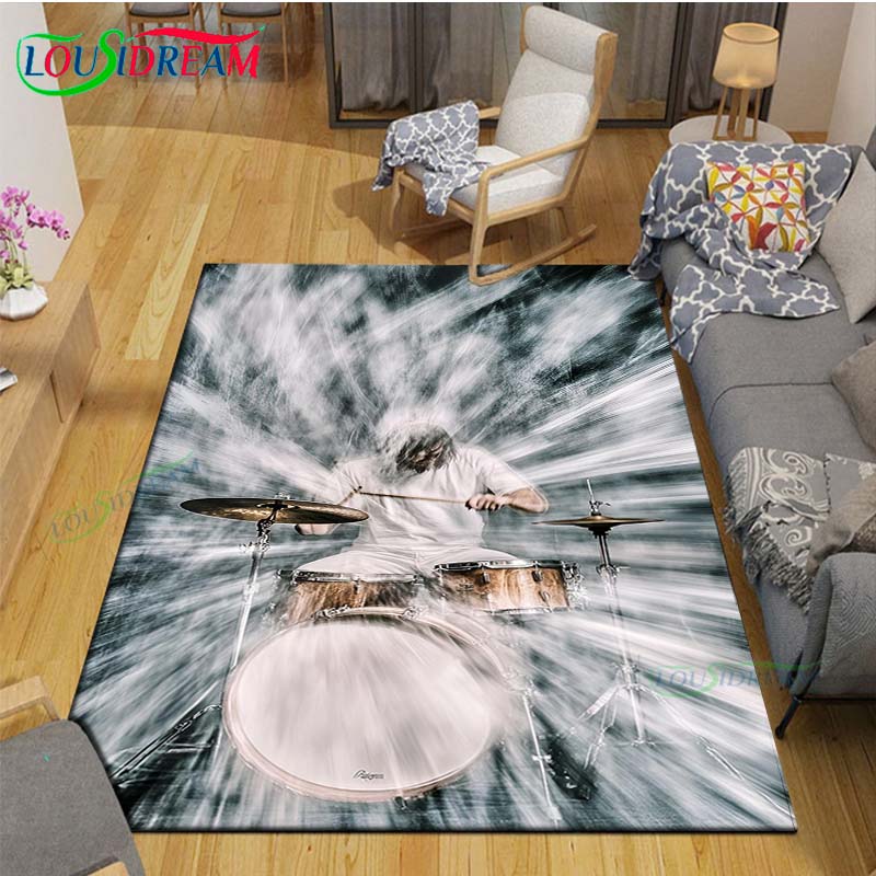 Fashion Music Drum Set Printed Carpet Outdoor Area Rug Non -slip Carpet Bedroom Decor Carpet for Living Room Birthday Gift