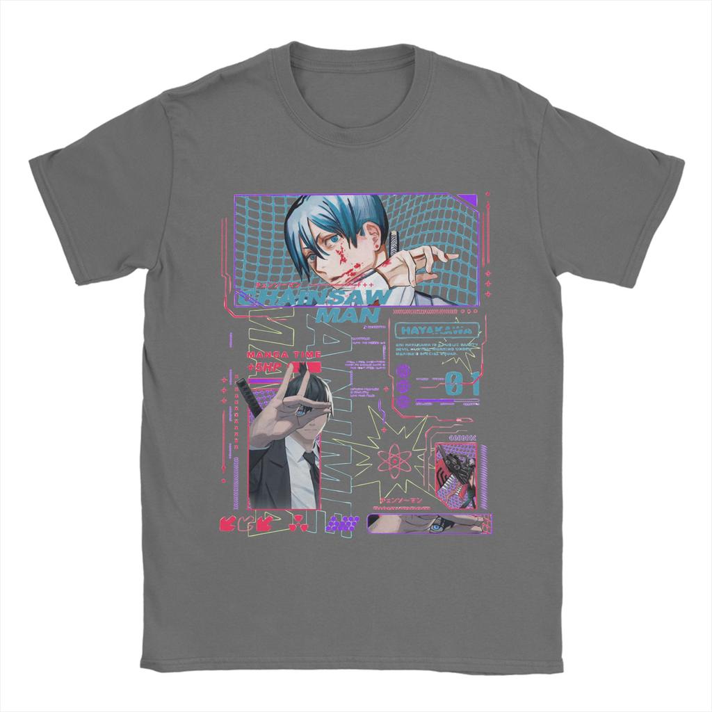 Funny Chainsaw Man Hayakawa Aki T Shirt Men Cotton Short Sleeve  Round Neck Summer Clothes