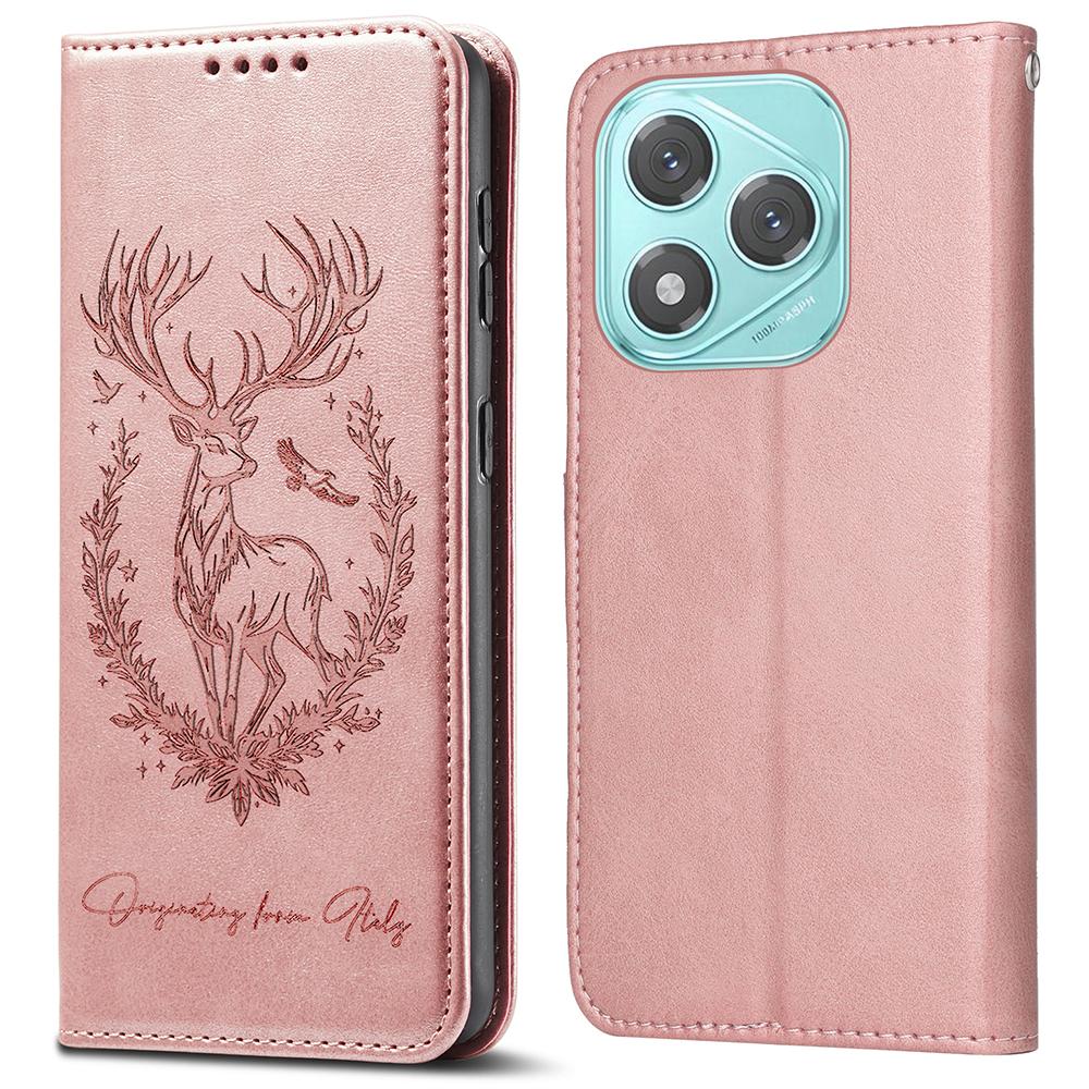 For Honor 400 Lite Stand Case Lucky Deer Imprinted Magnetic Closure Leather Wallet Phone Cover