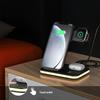E6 4-in-1 15W Wireless Charger Phone Watch Earphone Charging Stand Night Light