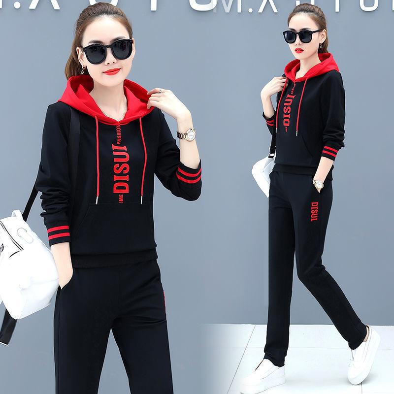 Spring and Autumn Hoodie Set for Women Sports Suit Women's Casual Korean Version Loose Hooded Top Age Reduction Two-piece Set for Women