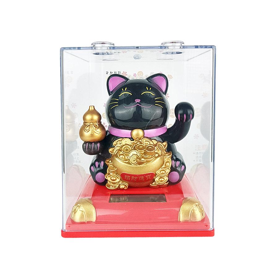 Y Solar Fortune Cat Waving Hand Ornament: Light-Powered Decor for Car, Living Room, or Office Desk