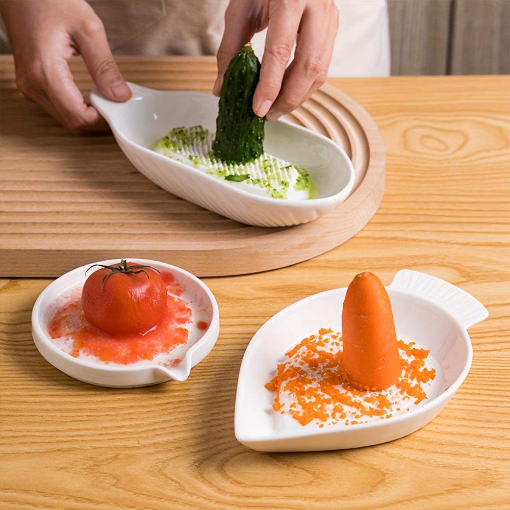 1pc Elegant White Ceramic Manual Grinder with Handle , Handheld Kitchen Tool for Garlic, Ginger, Carrots, and More