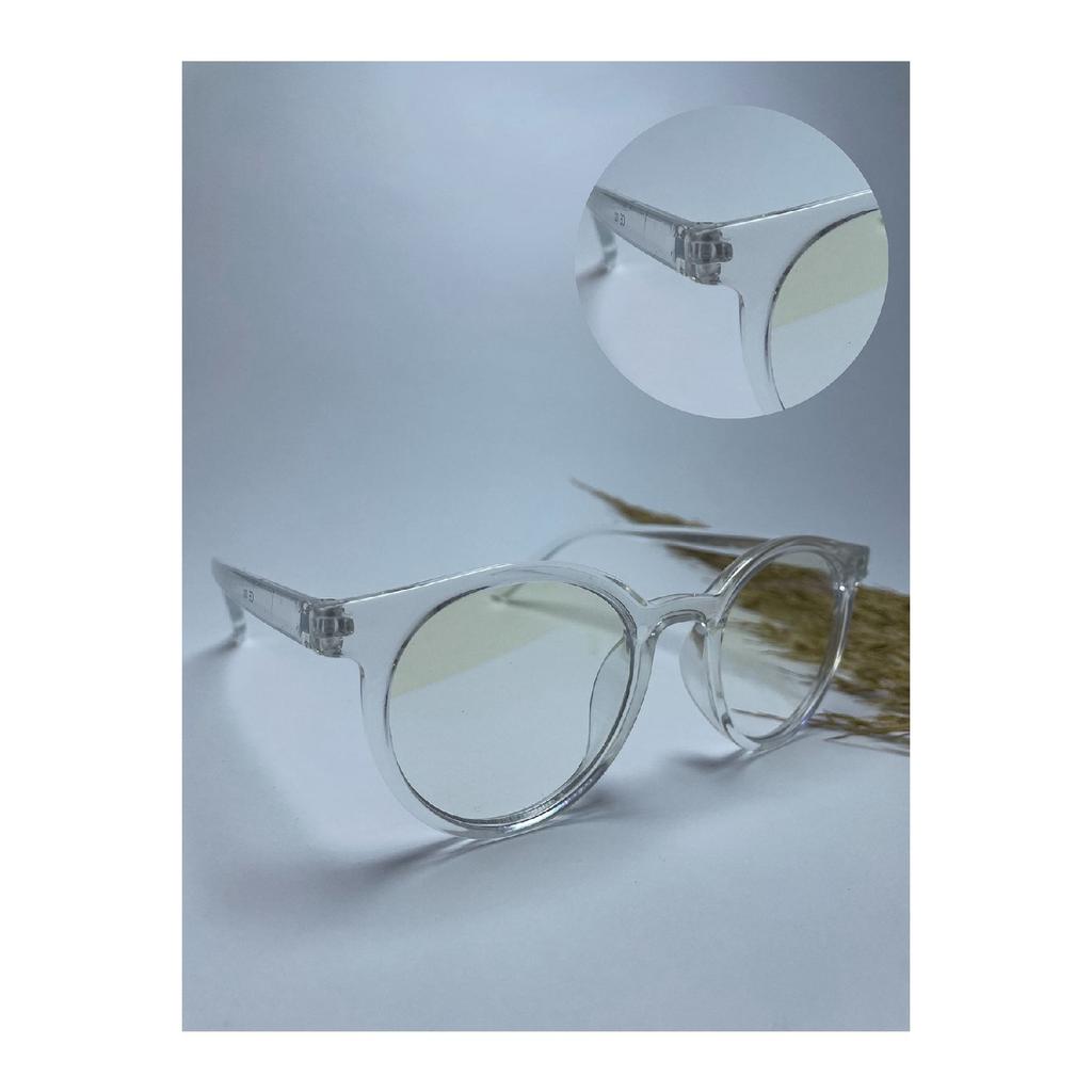 Vo026 Transparent Thick Round Unisex Clear Glass Blue Light Protective Glasses