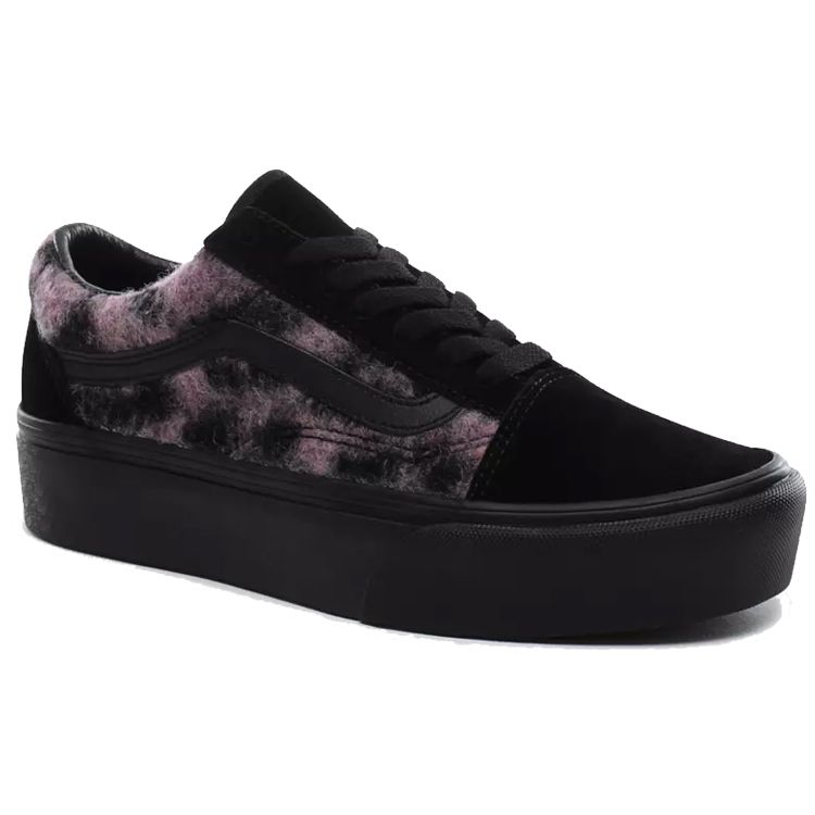 Vans Old Skool Mix Leopard Platform Tie-Dye Thick Sole Casual Low-Top Skate Shoes Women Sneaker Black Purple VN0A3B3UTRE