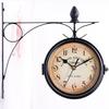 Retro European Double-Sided Iron Wall Clock - Simple Living Room Decor