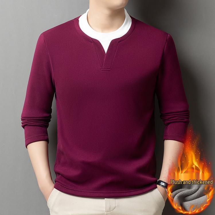 Men’s 2025 Autumn/Winter Long Sleeve Double Collar Patchwork Sweatshirt