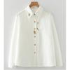 Women's Long Sleeve White Cotton Shirt with Rabbit and Radish Embroidery – Spring & Autumn Collection