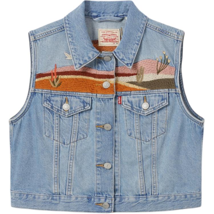

Levis Повседневный вязаный джинсовый жилет с вышивкой Женские жилеты 002A7-0000 S