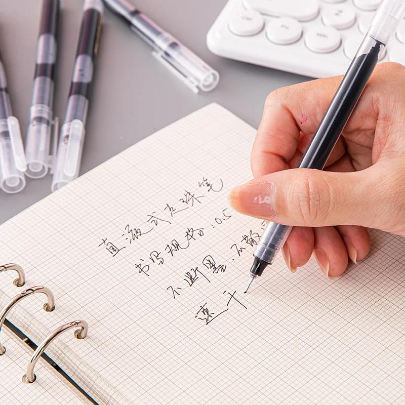 10pcs Rolling Ball Pens Quick Dry Ink, 0.5 mm Extra Fine Point Pens Liquid Ink Pen Rollerball Pens For Office School Stationery