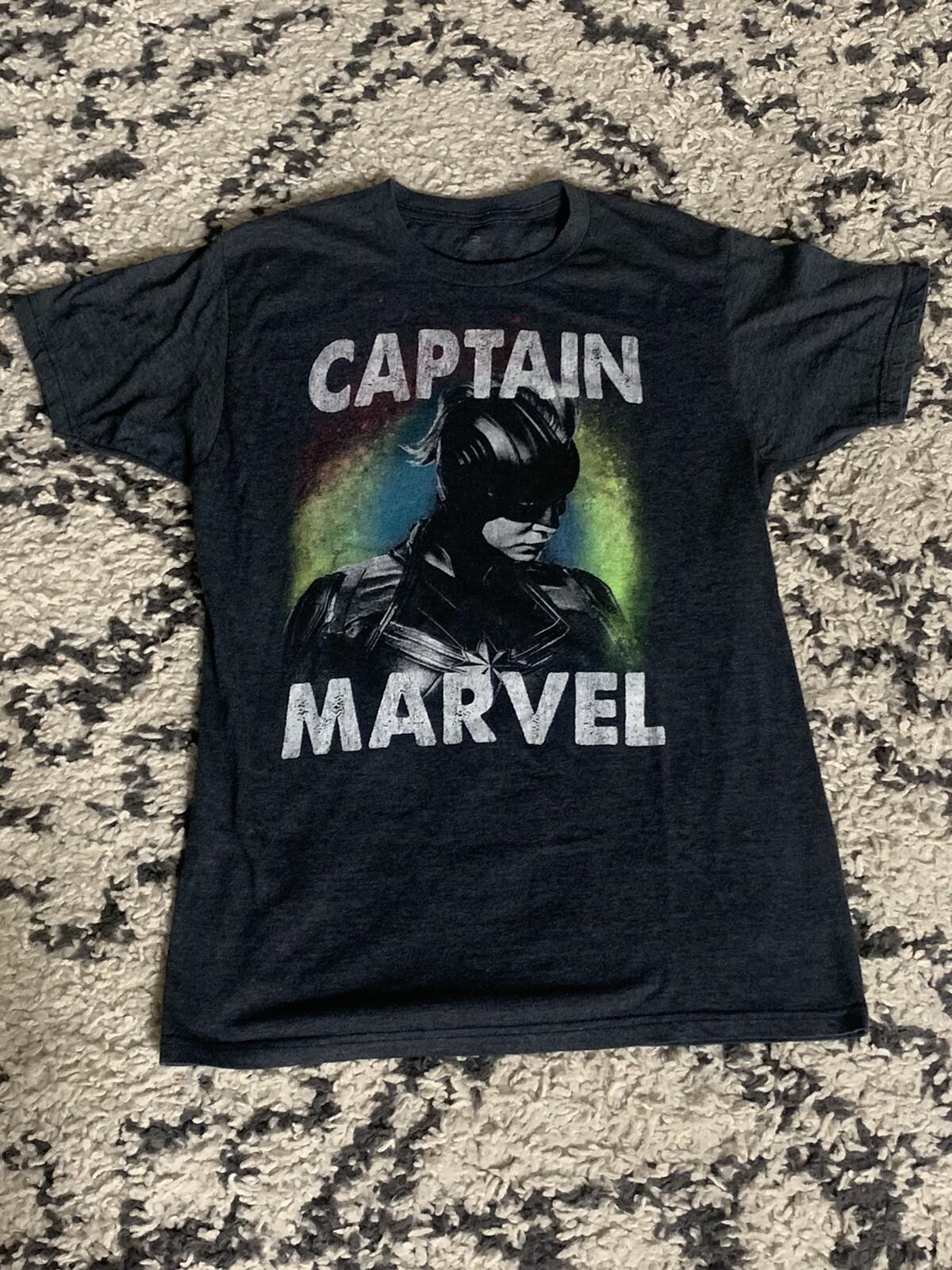 Captain Marvel Comics Carol Danvers Graphic T-Shirt Charcoal Size M S разноцветный