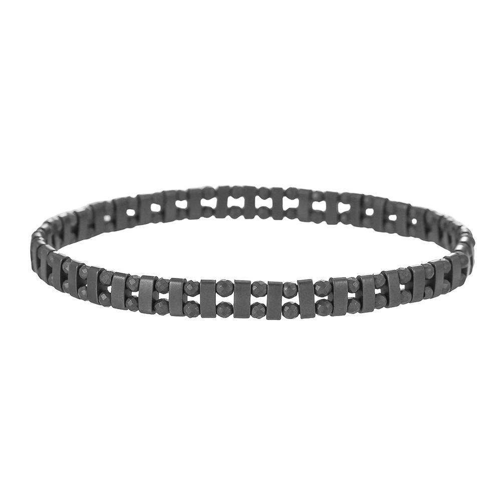 Bracciale Elastico da Uomo alla Moda in Ematite con Perline