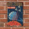 1PC Retro Space Tin Sign, Welcome To Space Metal Wall Art With Rocket And Planets Pattern, Sci-Fi Vintage Decor 8x12 Inch Iron P
