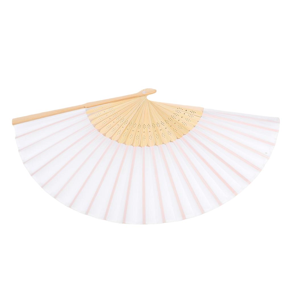 Folding Hand Fan 21cm Blank Silk Fabric Bamboo Folded Hand Fan for Wedding Daily Use