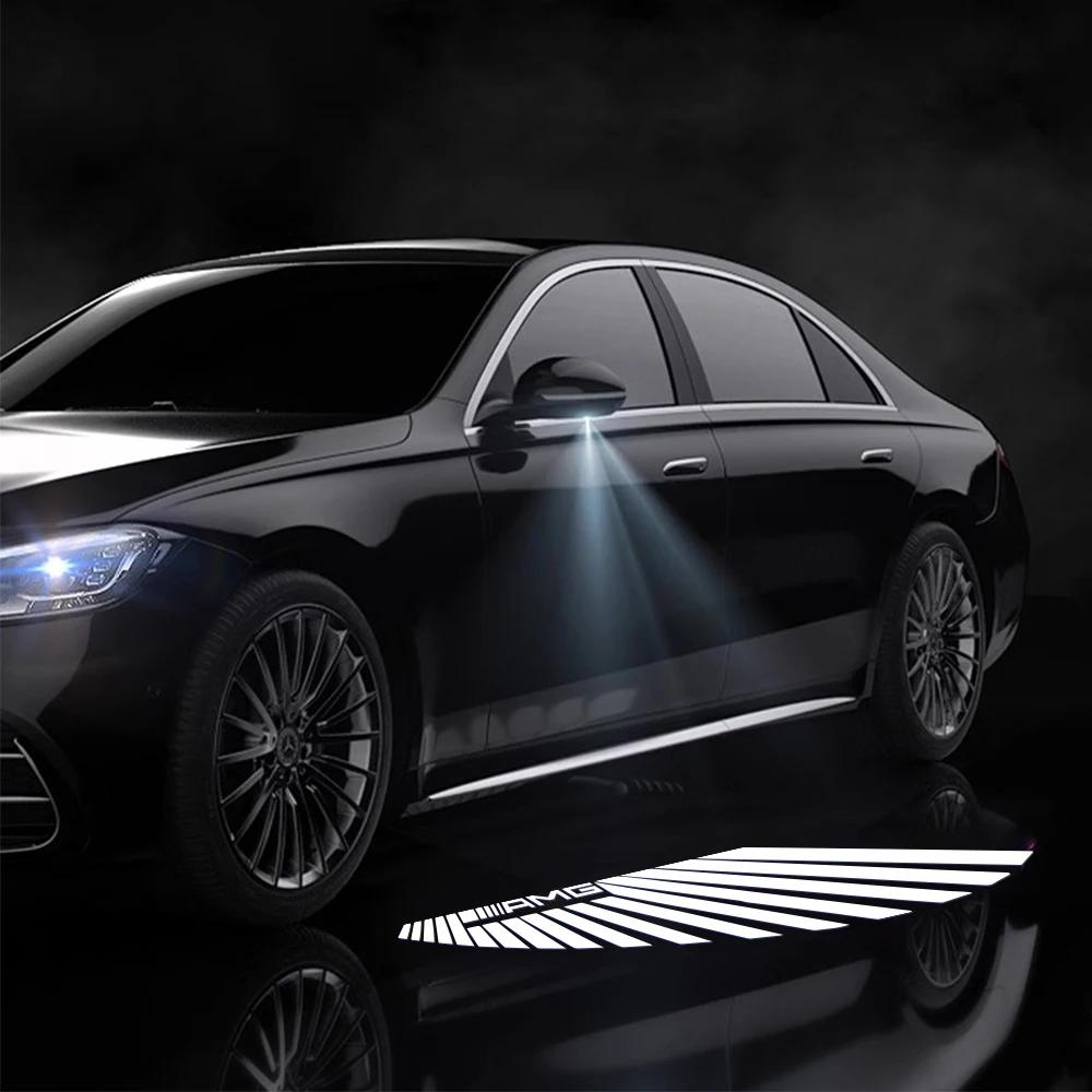 C200 E300 Hot 2026 For Benz 2PCS LED HD Car Angel Wings Welcome Lamps Rearview Mirror Carpet Light for Mercedes Benz AMG Auto At