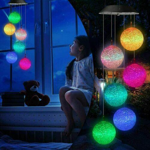 Outdoor Solar Wind Chime Light Colourful LED Particle Ball Intelligent Light Control Holiday Decoration Garden Landscape Light