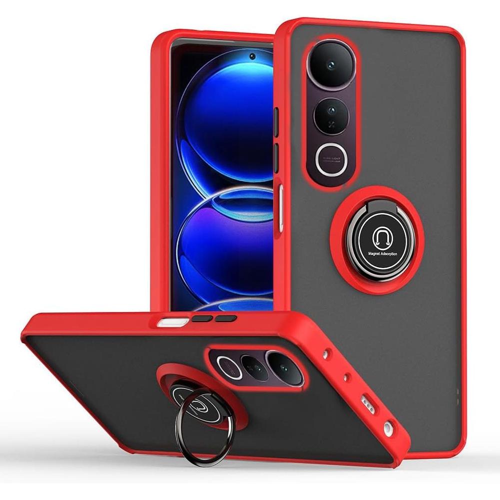 

Матовий чохол Armor для Vivo V50 Lite 5G Кришка Кільце Магнітна підставка Ударостійка накладка Coque Fundas vivo V50 Lite 4G червоний