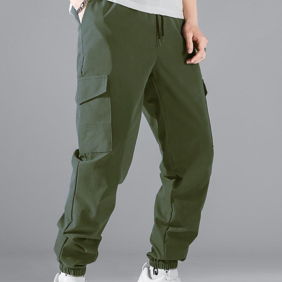 New Fashion Men's Work Trousers Sub High Street Retro Casual Multi-pocket Drawstring Trousers Men