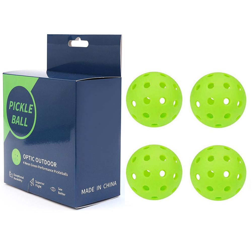 

4 Pack Outdoor Pickleball Balls, 74mm 40 Hole Pickleballs, Balls For Outdoor Pickleball Practice And Match Play зелений