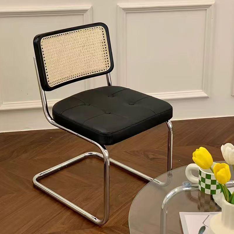Used Light Luxury Rattan-Style Dining Chair – Stylish, Ergonomic Back Support for Home, Office, or Balcony.