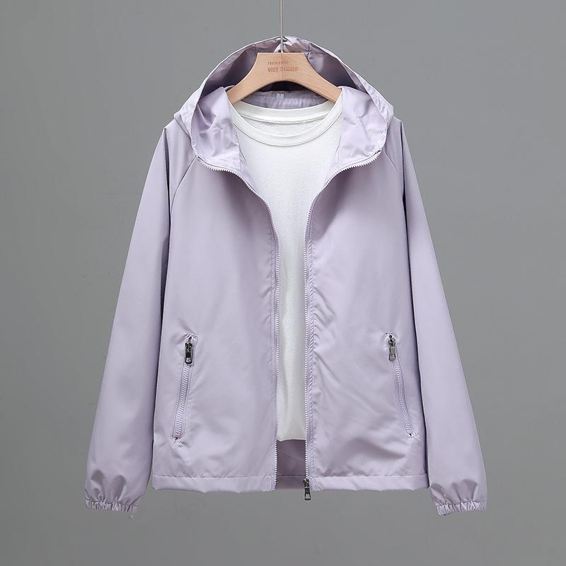 Spring and Autumn Women's Windproof Jacket Casual Hooded Top Loose Windbreaker Jacket