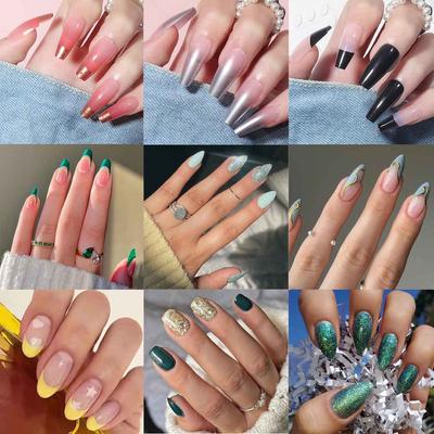 Y6 Película para Uñas Producto Terminado Spice Girl Película para Uñas Flash Viento Uñas Postizas Almendradas Uña Uña Parche para Uñas Uñas