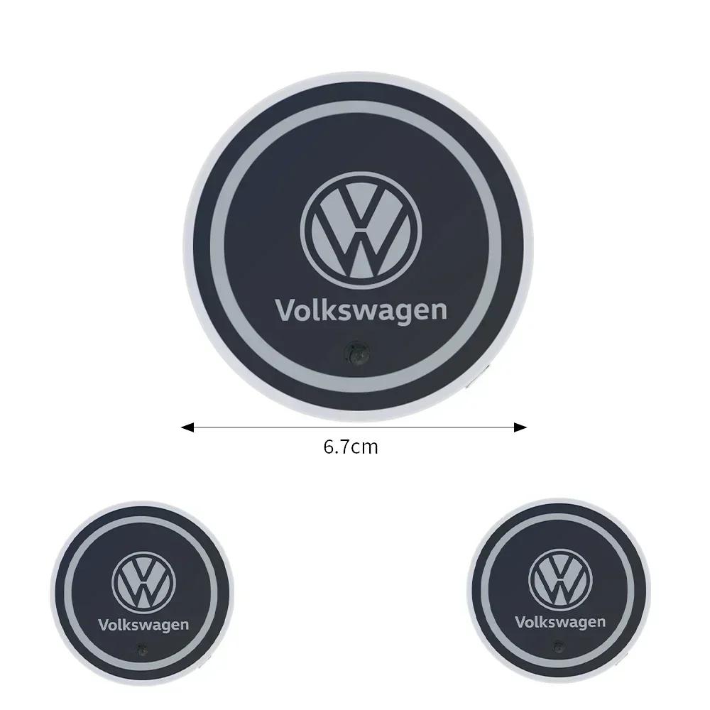 Für VW Neu 2 Stück Volkswagen 7-Farben Ambientebeleuchtung Auto Getränkeuntersetzer für VW Golf 6 7 MK4 TSI TDI Magotan B5 B6 B7 GTD Touareg P