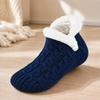Warm Indoor Floor Socks with Cable Texture, Plush Lining and Traction Dots for Walking Around the Home in Cool Weather