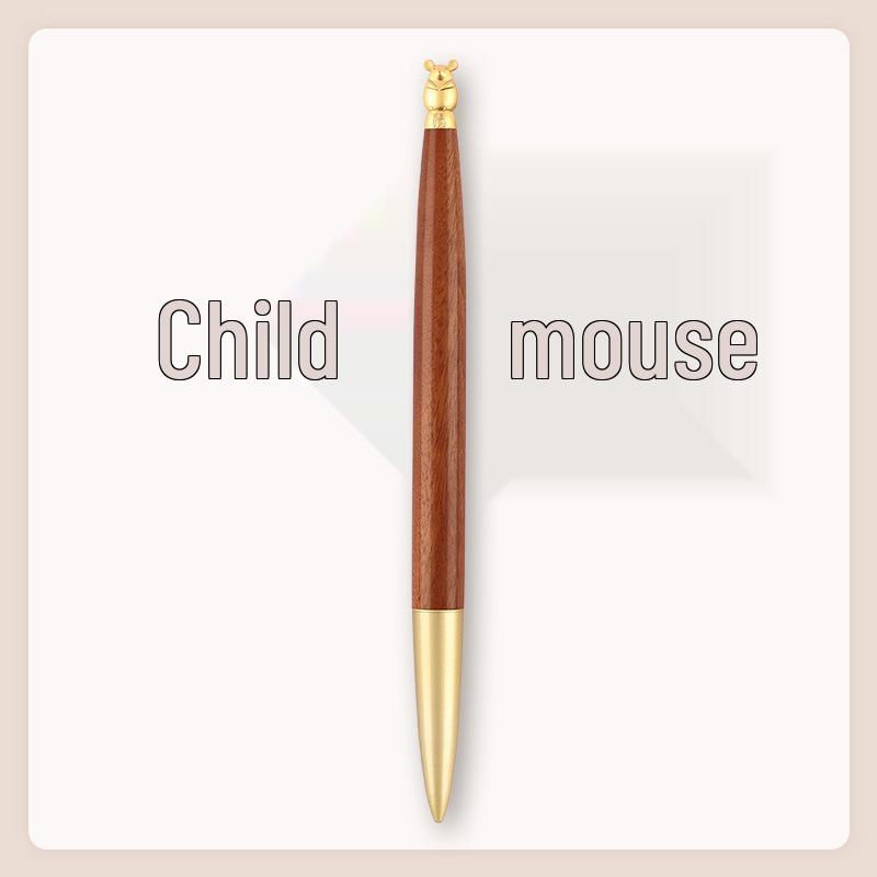 Brass Zodiac Sign Calligraphy Pen - Sandalwood Engraving 