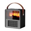 Portable Wood Grain Electric Fireplace Heater with Simulated Flame
