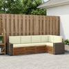 Outdoor Corner Sofa Set with Cushions 5 pcs Natural and Cream Solid Acacia Wood