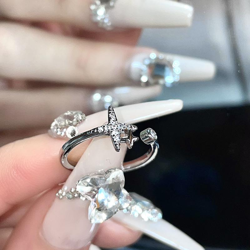 Starlight Sparkling Diamond Broken Diamond Ring Niche Design Advanced Cold Wind Minimalist Open Ring Ring