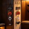 Retro Distressed Holiday Plaque Happy Halloween Wooden Sign, Spooky Pumpkin Ghost Cat Bat Door Hanger, Wall Decor Rustic Farmhouse Hanging Sign