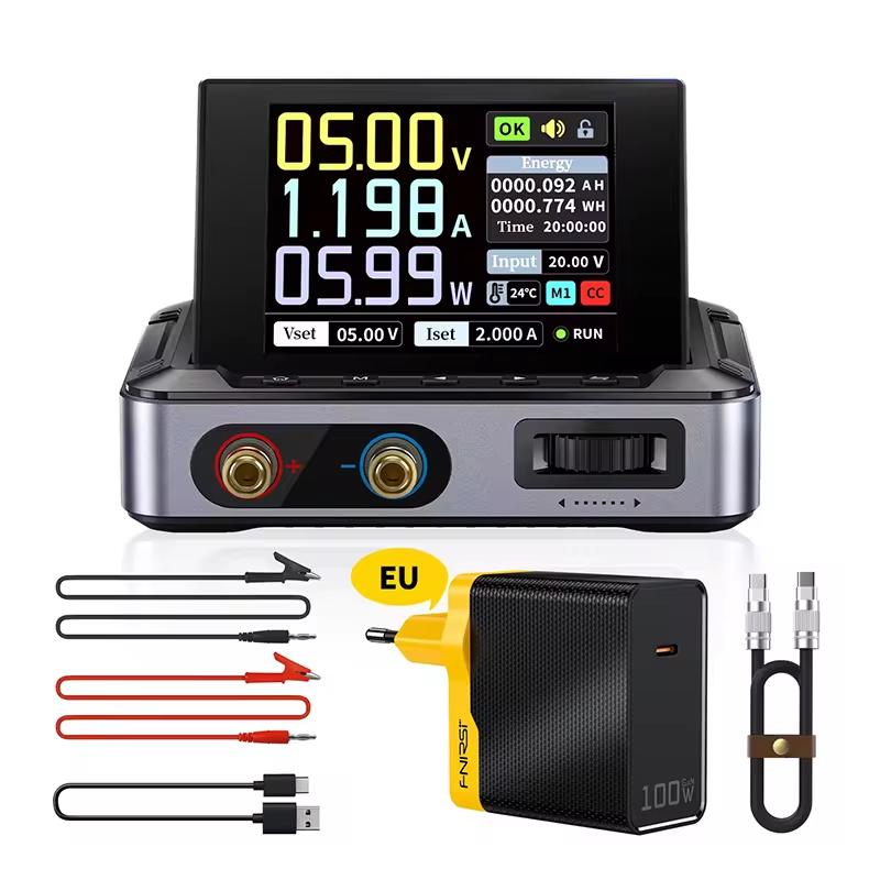 

FNIRSI DPS-150 Лабораторний блок живлення постійного струму з ЧПУ, регульований 30 В 5 А, цифровий дисплей, міні-портативний регулятор, імпульсний блок живлення чорний