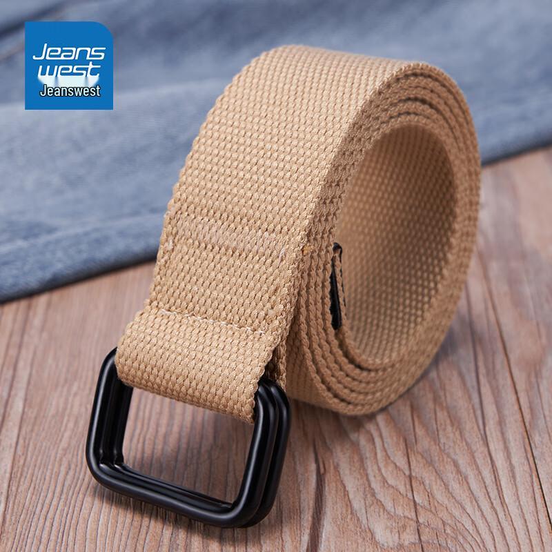 Мужской плетеный холщовый ремень с пряжкой-кольцом 120cm