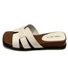 One-character Cool Slippers Women's Flat Bottom Drag Summer Fashion Solid Color Soft Leather Square Head Open-toed Casual Women's Slope and Cool Sl
