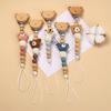 Baby Beech Wood Pacifier Clip Cartoon Animal Crochet Beads Silicone Nipple Chain For Teether Nursing Toys Baby Pacifier Chain