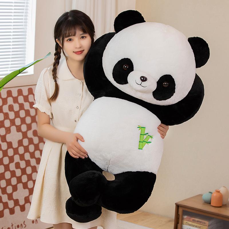 Cute Giant Panda Throw Pillow Plush Toy Doll Zoo Black And White Panda Doll Children Soothing Doll