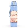 1PC Cute Pink Piglet Cartoon 750ml Color Plastic Sports Water Bottle Leakproof Flip Straw Lid Suitable for Sports Office Home Use