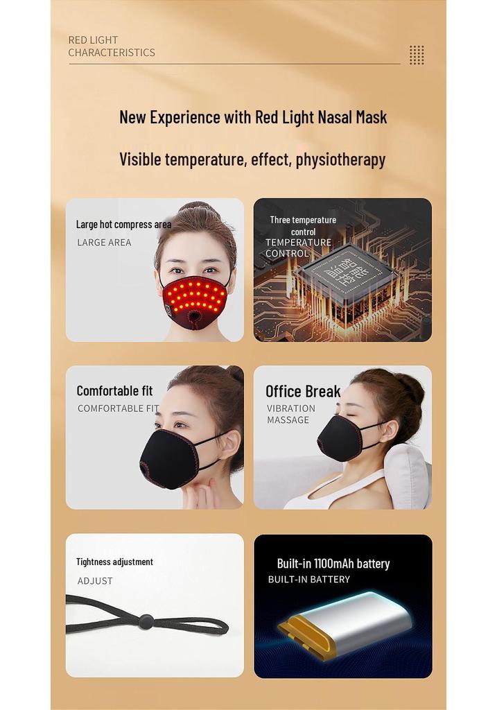Red Light Therapy Heat Compress for Rhinitis & Nasal Congestion with Built-in Battery