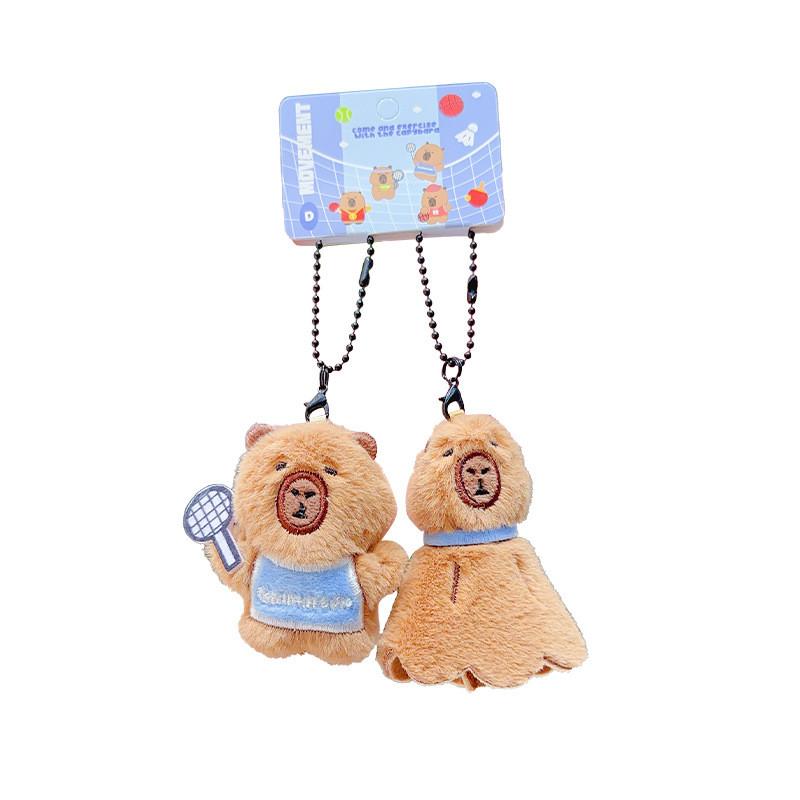 Capybara Plush Whimsical Family Basketball Keychain Set For Sports Gift Lovers