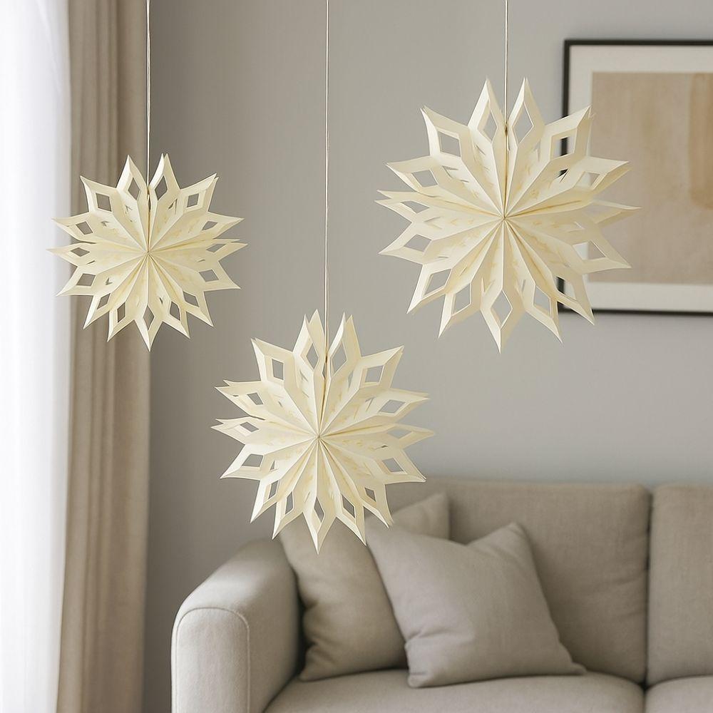 3D Hollow Out Star Paper Lantern White Star Hanging Ornaments  New Year Decor