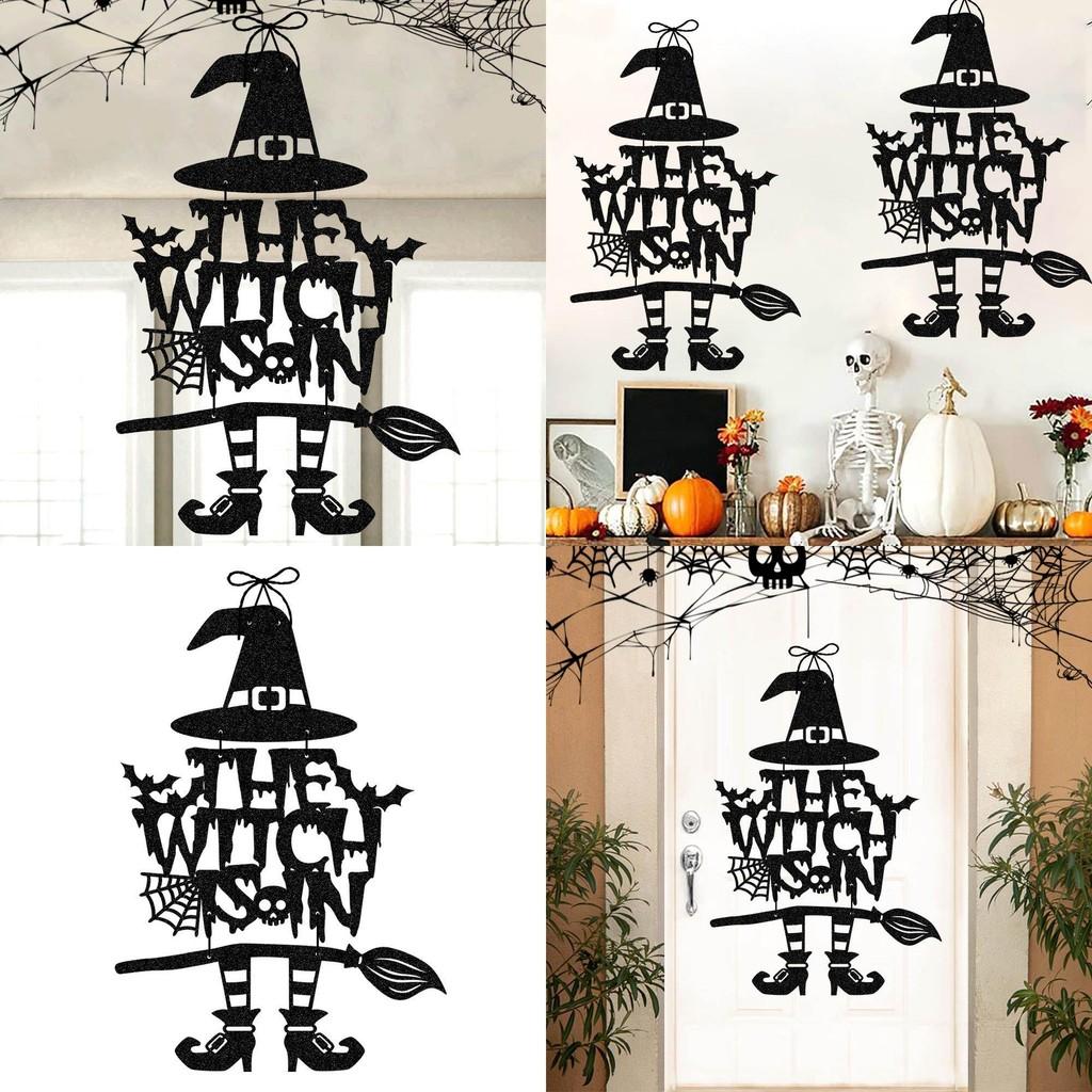Halloween Party Door Hanger With Witch And Ghost Motifs For Haunted House And Event Use