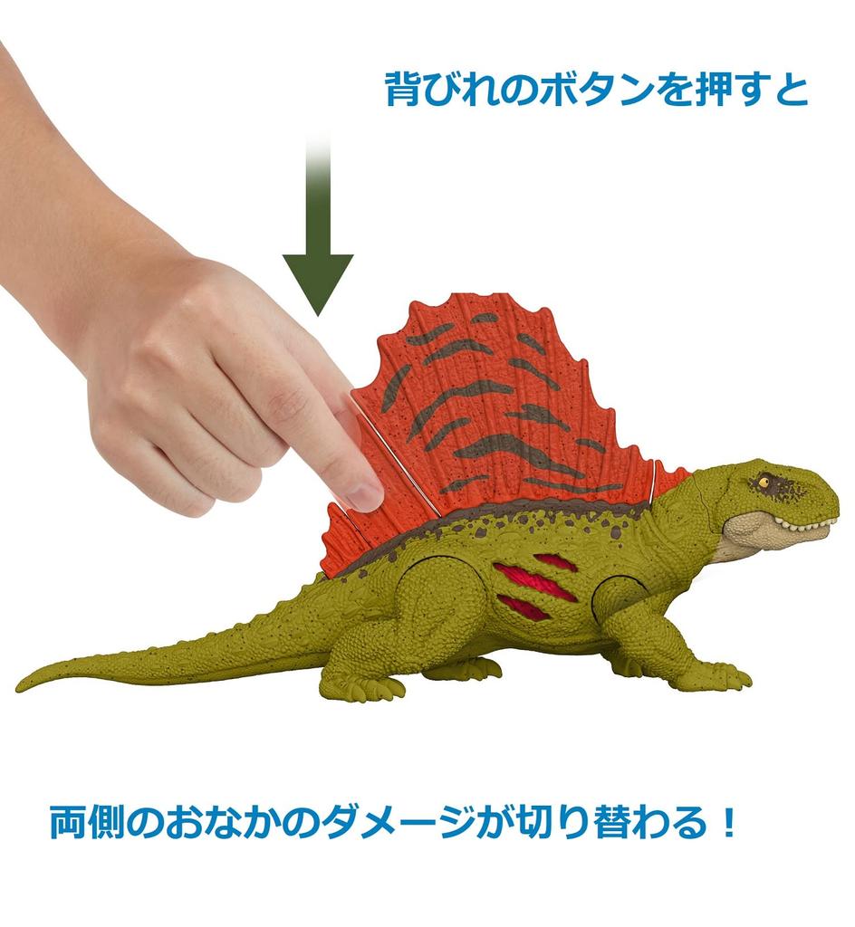 Mattel Jurassic World (ŚWIAT JURAJSKI) Nowy Władca Prawdziwa Mini Figurka Akcji Uszkodzony Dimetrodon [Długość całkowita ok. 20cm] [3 lata i więcej] GWN15