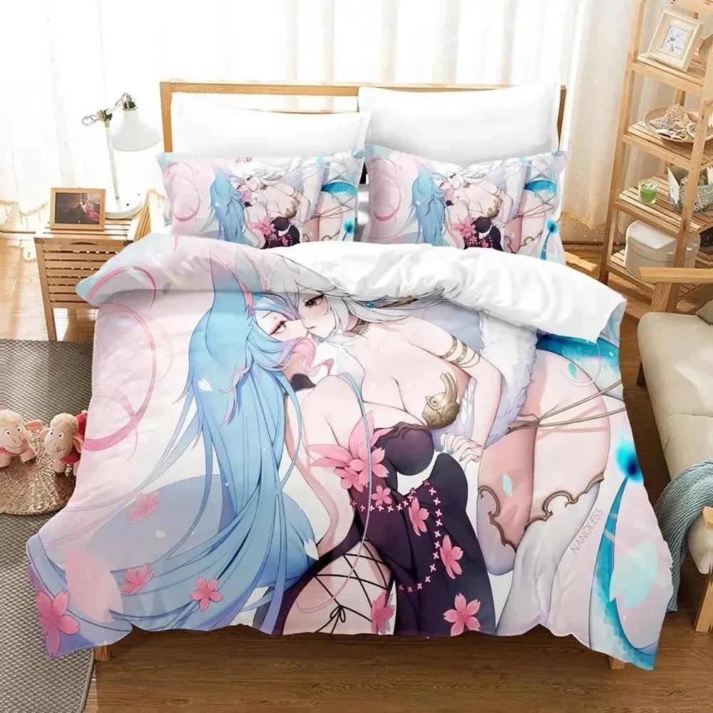 Anime Sexy Girls Silvervale Bedding Set Duvet Cover Bed Set Quilt Cover Pillowcase Comforter King Queen Size Boys Adult Bedding