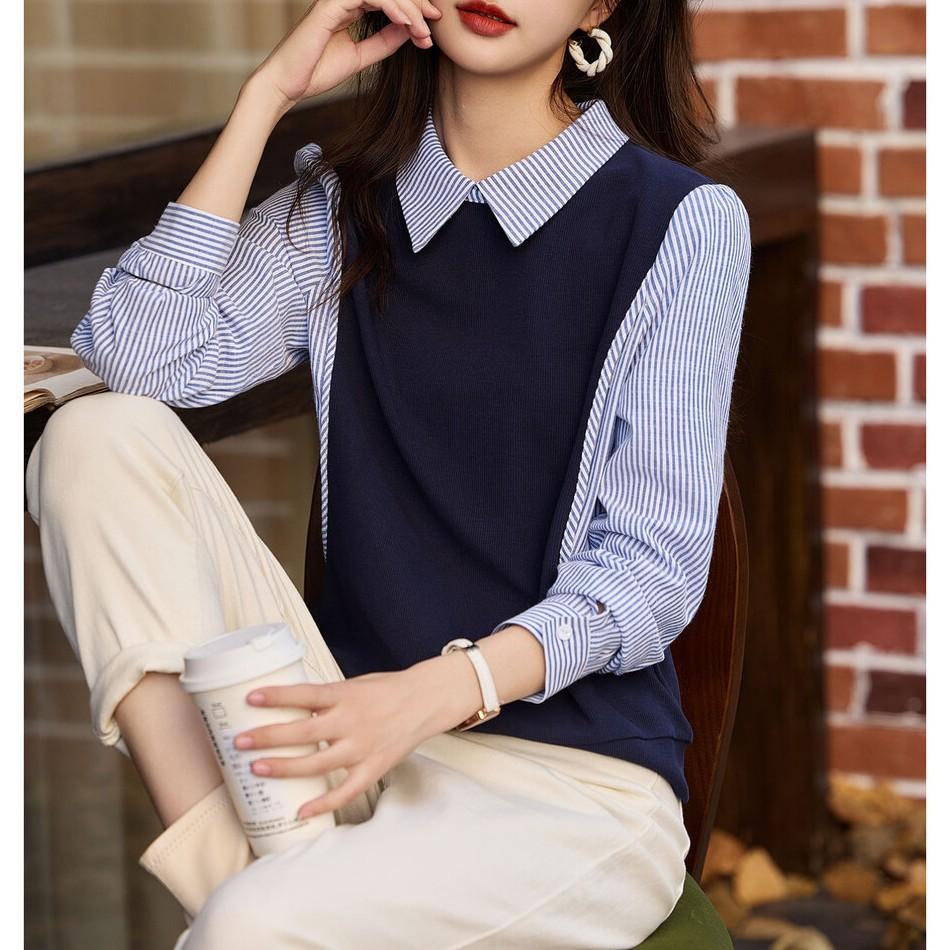 

Полосатый свитер с лацканами и осенняя толстовка с длинными рукавами 2XL